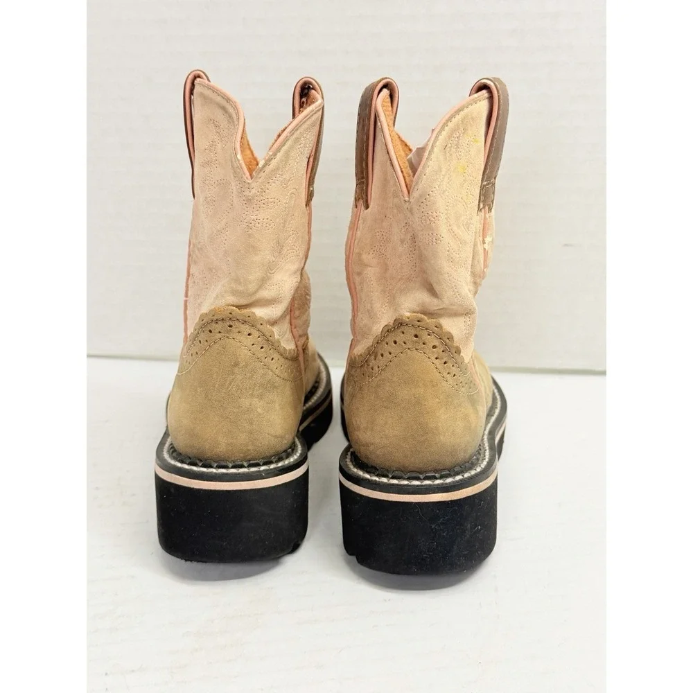 Ariat Fatbaby Cowgirl Boots Girls US 10 Pink Tan Suede Western Style 38290